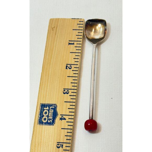 Art Deco Red Cherry Bakelite Muddler Stirrer Cocktail Spoons Set of 8 England - Picture 9 of 15